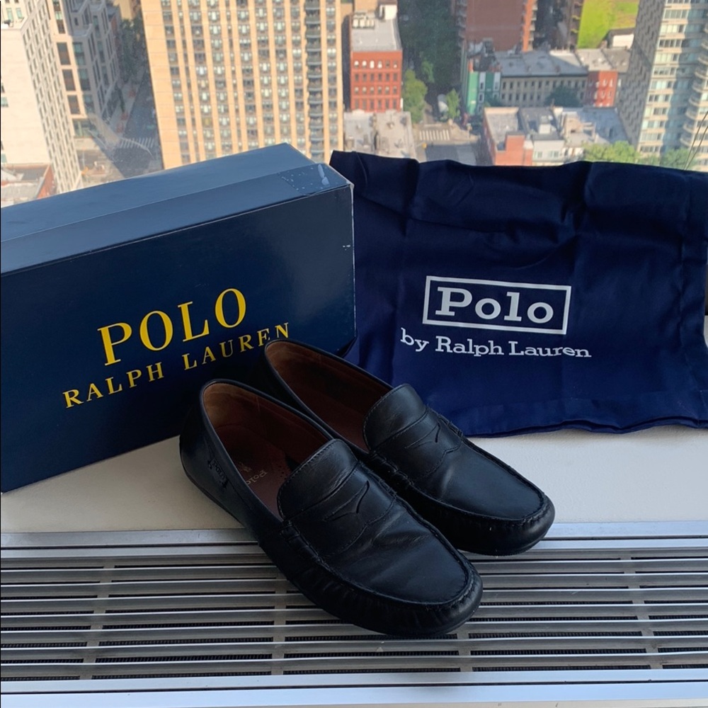 Polo by Ralph Lauren Black Leather Penny Loafers